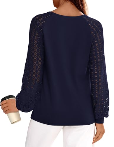 PRETTYGARDEN Long Sleeve Shirts for Women Trendy Lace Tops Dressy Casual Blouses 2025 Fall Outfits Fashion Clothing3