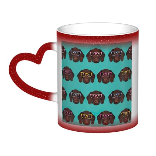 DURAGS Taza de café y té con puntero alemán de pelo corto en vasos sensibles al calor, elegante taza de café y té de cielo estrellado para uso doméstico y de oficina