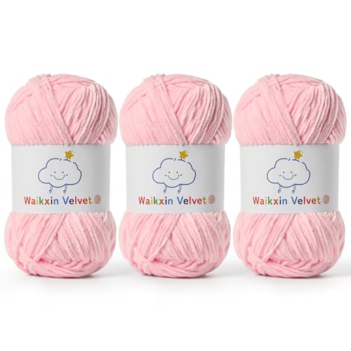 3 Pack Fluffy Chenille Yarn for Crocheting，Baby Yarn for Crocheting