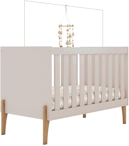 Berço Mini Cama Iris com Suporte Para Mosqueteiro e Colchão Off White