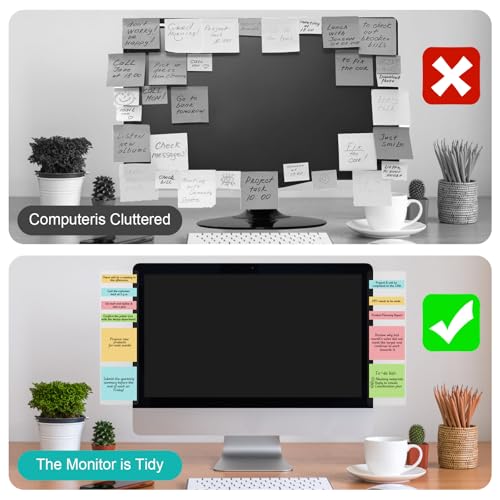 2 Stück Monitor Nachrichtentafel Acryl, Zettelhalter für Monitor, Computer Haftnotizhalter für Heim und Büro (Links Rechts)