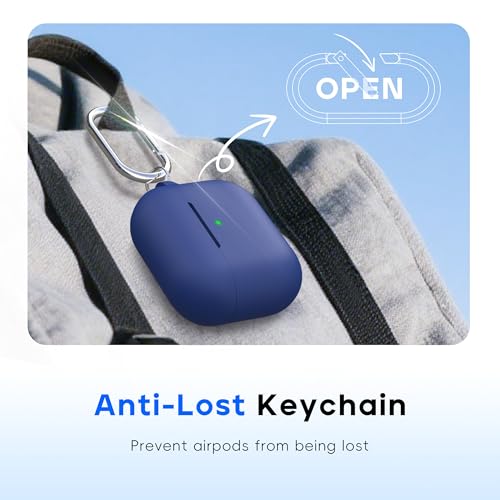 RFUNGUANGO for AirPods Pro 2 Case Cover with Cleaner Kit, EarTips and Keychain, Soft Silicone Protective Cover for Apple AirPods Pro 2nd/1st Generation Case, Support Wireless Charging, Royal Blue — view 6