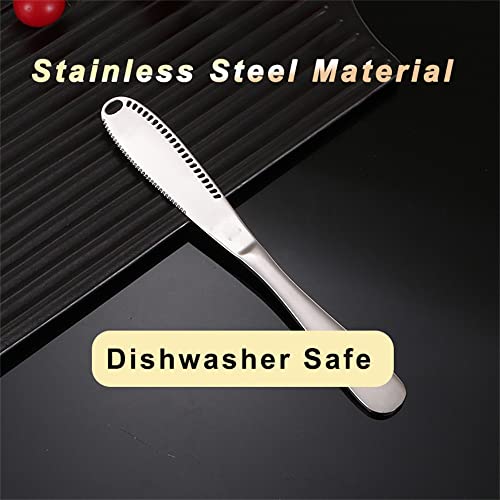 Rasfihip 2 Pieces Stainless Steel Silver Professional Butter Knife 3 In 1 Multifunction Wire Scraping Butter Knife For Cheese Bread Jam Baking Cream #TOP7
