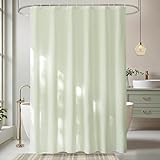 EurCross Duschvorhang 180 x 200 cm Cremegrün Wasserdicht Duschvorhänge, Textil Stoff Anti-Schimmel Waschbar Badvorhang mit 12 Ringen
