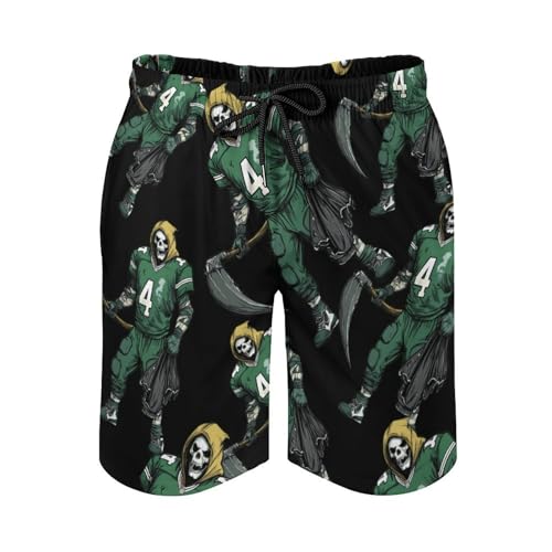 Grim Reaper Football Men's Swim Trunks Board Shorts Beachshorts Swimsuits with Pockets Mesh Liner4
