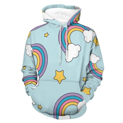 Pull pour homme femme étoiles arc-en-ciel sweats à capuche au design graphique S