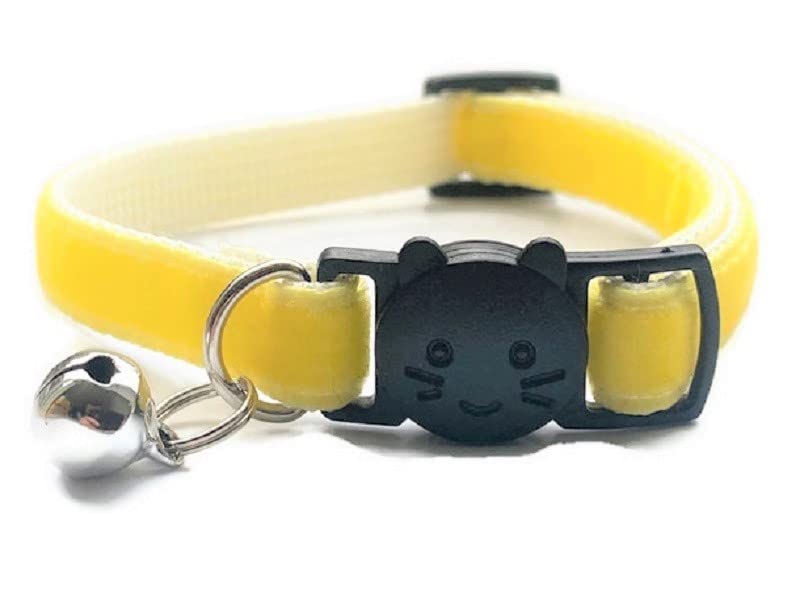 Velvet Cat Collars with Bell, Lemon Yellow, Kitten Collar (10cm - 18cm) - Image 2
