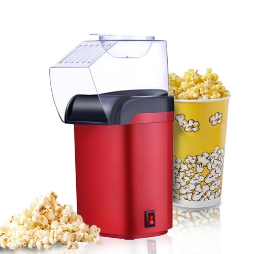 Popcorn Machine with Measuring Spoon, Hot Air Popcorn Popper, Popcorns Maker, Popcorns Popper Electric, Kitchen Appliances, Ideal for Movie Nights, Party Snacks, Family Gatherings