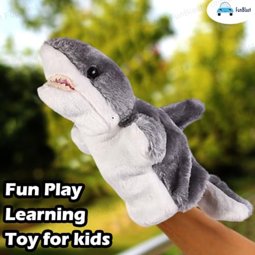 Image of FunBlast Plush Hand Puppets for Kids - Animals Hand Puppet Toys, Soft Hand Puppets for Kids, Story Telling Puppet for Kids, Hand Puppet Toy, Fun Play Learning Toys (Shark)