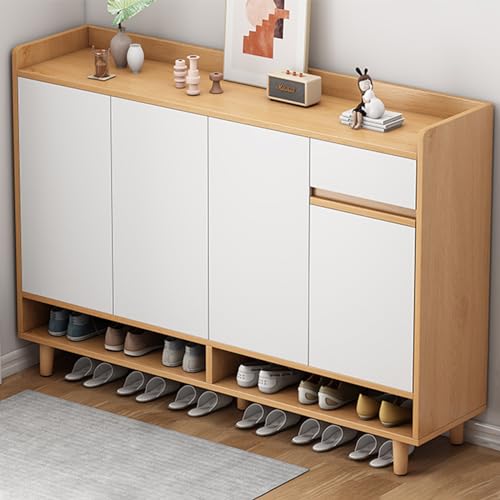 Zapatero con cajones abatibles, Organizador Independiente para Entrada, Pasillo, Armario y Sala de Estar (Color Madera).