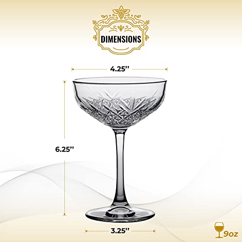 History Company New York “Party Of The Century” Classic Cocktail Coupe Glass 2-Piece Set (Gift Box Collection) #TOP2