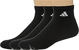 adidas Men's Cushioned Quarter Socks (3-Pack), BLACK/WHITE/LIGHT ONIX/GRANITE, Large: fits shoe size 6-12