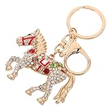 LRXIYODE Llavero de Caballo del Zodíaco 2026 Gemas de Imitación, Colgante Metálico Negro de Aleación, Llavero Brillante para Bolso y Coche, Accesorio Portátil para Obsequio Estilo