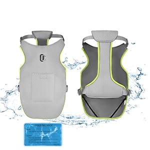 Dog Cooling Vest with 1 Gel Ice Pack, Dog Cooling Vest, Reflective and Breathable Cooling Coat, Cooling Jacket for Small Dogs, Cooling Collar, Sun Protection, Cooling Summer, Grey, S