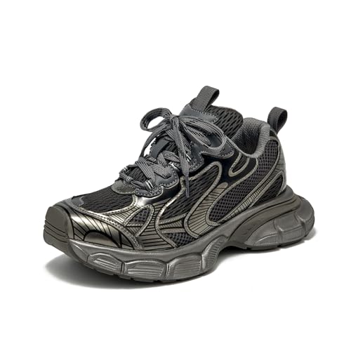 BEAU TODAY Womens Chunky Sneakers,Fashion Sneakers for Women,Lace-up Air Mesh Chunky Walking Tennis Shoes Treny Dad Sneakers