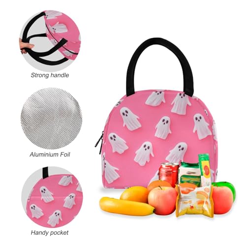 Backpack Lunch Bag Set Lovely Halloween Pattern Print, Big Storage Travel Backpacks with Insulated Lunch Box for Office Hiking Picnic4