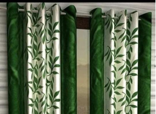 Image of Woah Polyester Floral Door Curtain Door Window Curtain Premium Polyester Weaved Parda Modern Parde for Living Room Bedroom Home Office Screens Eyelet Ring 9-feet (Green)