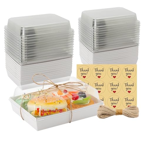YTAXZ 25 Pack Charcuterie Boxes with Clear Lids, 7x5 Inch Paper Bakery Boxes with Window, Disposable Take Out Food Containers for Sandwiches, Strawberries, Cookies, Cupcakes