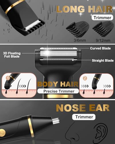 Image of AREYZIN Beard Trimmer for Men,Manscape 3-in-1 Electric Razor Groin Groomer,IPX7 Waterproof Wet /Dry,Versatile Body Hair Trimmer for Ball /Beard /Nose,USB Rechargeable & Nose /Shaves Head,Gift for Men