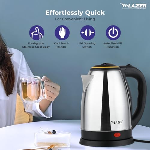 Image of Lazer Stew 1.5 litre 1200W Electric Kettle with Automatic Shut Off (Brushed steel)