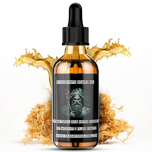 MG Windward Trading LLC Poseidon's Beard Oil with Sea Moss | Organic and Natural Beard Growth Gentleman's Beard Oil | Conditions Moisturizes, Thickens, Promotes Growth and MORE! | 2 oz.