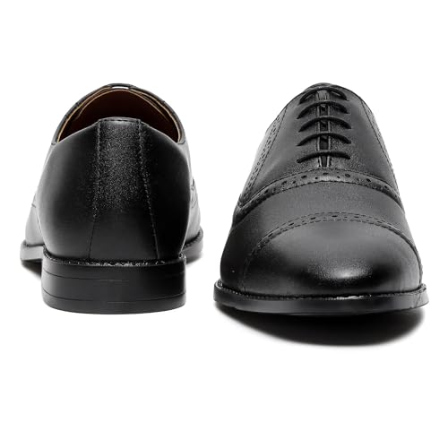 Image of LOUIS STITCH Men's Formal Lace-up Oxford Shoes for Men | Solid Design | Ideal for Formal, Business Casual, and Parties (LSRGOXJB -)