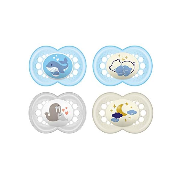 MAM Day & Night Schnuller-Set im 4er-Set, 2x MAM Original und 2x MAM Night, zahnfreundlicher Silikonschnuller aus…