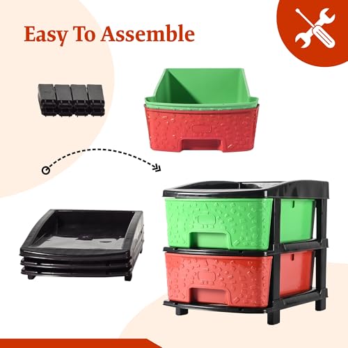 Image of Kuber Industries 2-Layer & 19 Ltr Plastic Drawer Storage Organiser | Modular Kitchen & Toy Organizer For Kids Room | Drawers Storage Organizer Rack | Multicolor