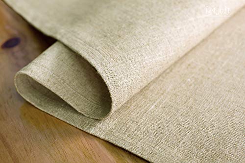Letjolt Linen-Cotton Table Runner Fabric Tassel Lace Table Decor Farmhouse Runner Dinner Wedding Birthday Party, 12x72 Inches