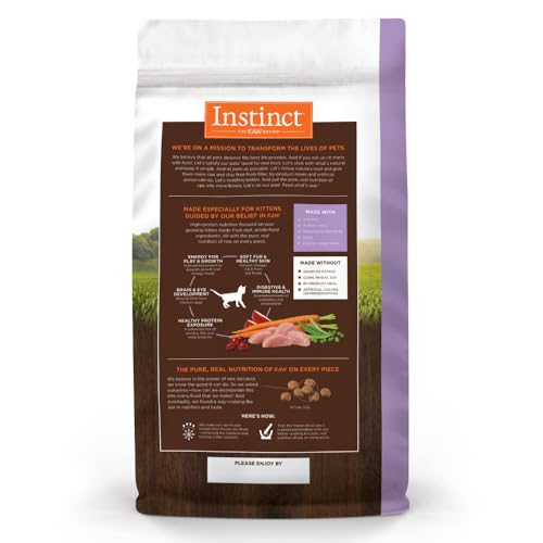 Instinct Original Kitten Dry Cat Food, Raw Coated Kibble, High Protein, Grain Free Recipe - Real Chicken, 4.5 lb. Bag