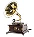 Grammofono con tromba in ottone HIS MASTER'S VOICE riproduzione quadrato con inserti