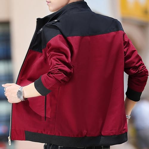 JEsilunmaMY Men's Color Block Cotton Cargo Jacket Classic Stand Collar Sherpa Jacket Fleece Lined Warm Winter Bomber Coat3