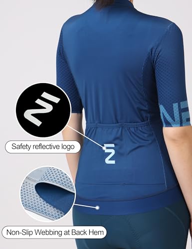 INBIKE Maillot Ciclismo Mujer Verano Camiseta Bicicleta Manga Corta MTB Camisetas Bicicletas Ropa Carretera Montaña Ciclista Bici Transpirable y de Secado Rápido Bolsillos de Gran Capacidad Azul XL - imagen 6