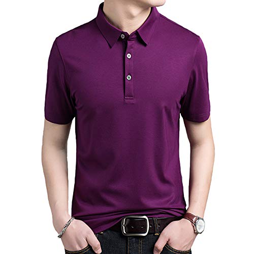 Polo pour homme violet large ample coupe droite décontractée chic été