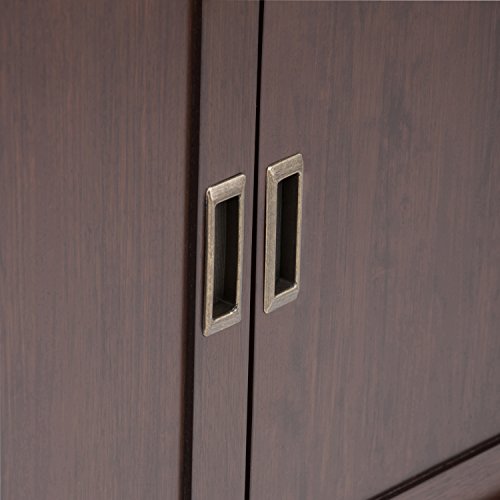 Simpli Home Draper SOLID WOOD 32 inch Wide Mid Century Modern Low Storage Cabinet in Medium Auburn Brown, with 2 Doors, 2 Adjustable Shelves - Thumbnail 3