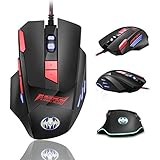 🎮【Respuesta Precisa】Ratón profesional y preciso para juegos con 8 botones ópticos de 1000Hz, 6000 FPS, 7 niveles de DPI ajustables:1000/1600/2400/3200/4000/5500/6800 DPI.Elija y personalice su propio DPI para garantizar un seguimiento más preciso. Ajusta fácilmente la velocidad del mouse para adaptarse a diferentes escenarios de juego. Es la elección perfecta para Gamer.