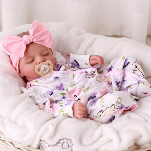 BABESIDE Reborn Puppe – 20 Zoll 50 cm Reborn-Baby Mädchen, Stoffkörper Realistische schlafende Babypuppe mit, Kleidung, Zubehör für Kinder ab 3 Jahren – Bild 5