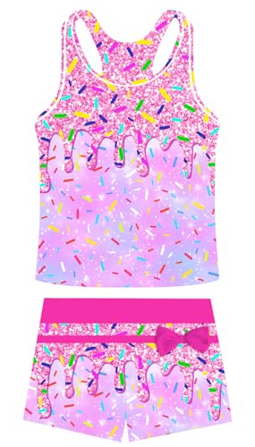Image of UNIFACO Girls Swimsuits Two Piece Tankini Bathing Suits Boyshort Summer Beach Rash Guard Swimwear for 4-13T