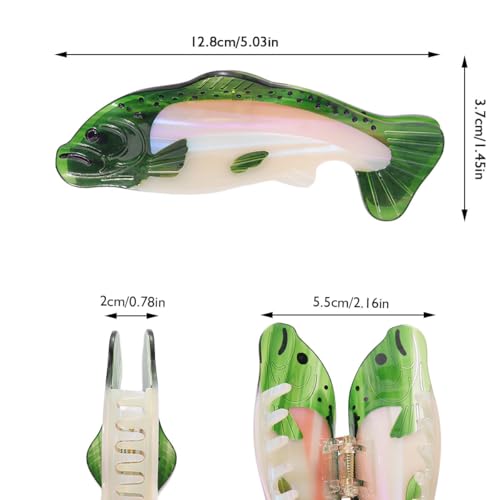 Fish Hair Claw Clip, 5 Inch Pearlescent White, Metal Spring Grip with Shark Tooth Design, Marine-Inspired Hair Accessory for Women Girls Gift