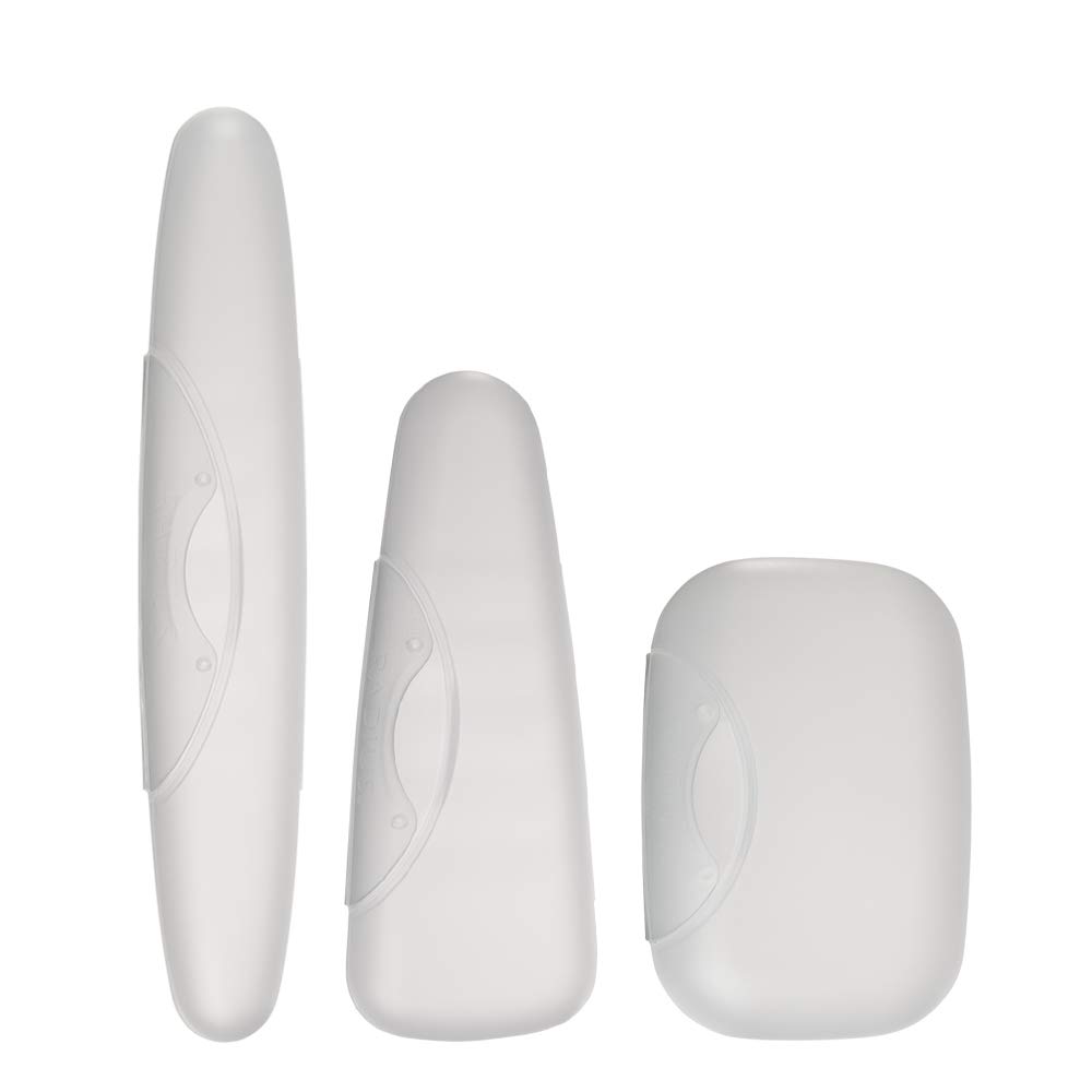 Toothbrush Portable Travel Case Kit Standard Toothbrush Soap Razor Case Storage Box for Travel BPA Free 3 Count - Opaque White