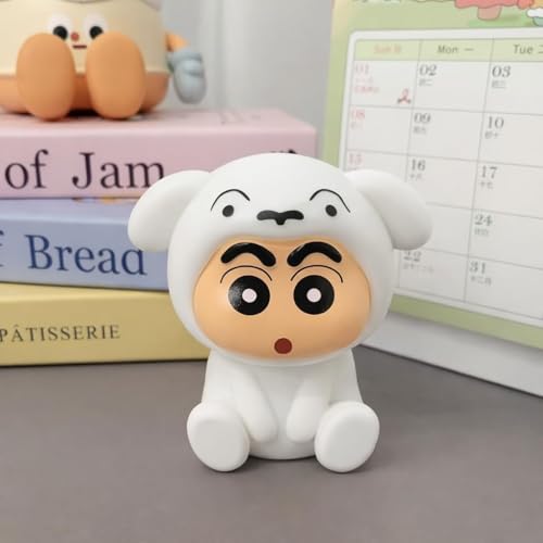 Image of The Happy Station Shin-chan Shiro Night Light, Hard Plastic, LED Lamp with Push Button, White, Small Size, Portable, Bedroom Lighting, Battery Powered