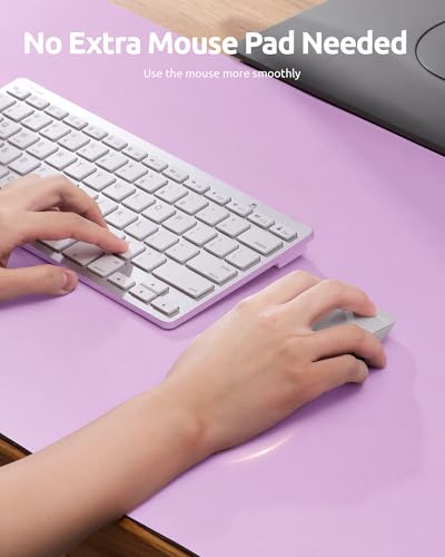 Image of YSAGi Leather Desk Protector, Office Mat, Large Mouse Mat, Non-Slip PU Leather Blotter, Laptop Desk, Waterproof Writing Pad for Office and Home (Taro Purple, 35.4 inch x 17 inch)