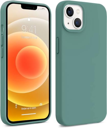 CoversKART® Liquid Silicone Back Cover for iPhone 15 | Shockproof Drop and Camera Protection | Microfiber Lining Cloth Inside Back Case (Pine Green)