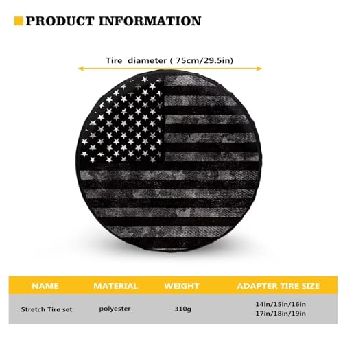 Image of Pensura American Flag Spare Tire Cover Waterproof Dust-Proof Universal 14-19 Inch Wheel Camper Spare Tire Cover for Trailer Truck SUV Travel Trailer