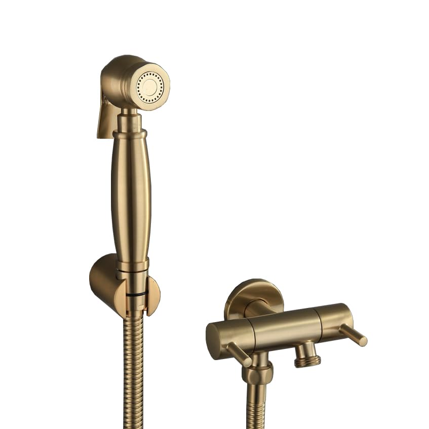 Rociador de chorro de inodoro en oro cepillado con soporte de pared para lavabo exclusivo