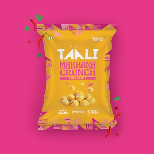 Image of Taali Roasted Makhana | 60 gm (Pack of 6) | Tikka Masala | 100% Vegatarian | Gluten Free, No Cholesterol, No Trans-Fat