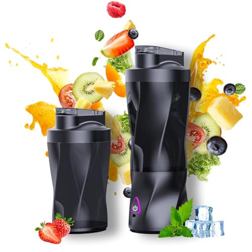 Mini Batidora De Vaso Portátil, Licuadora Personal Inalámbrico 700ml, Recargable Con USB, BPA Gratis, Licuadora De Viajes Para Batidos, Smoothies (Negro)