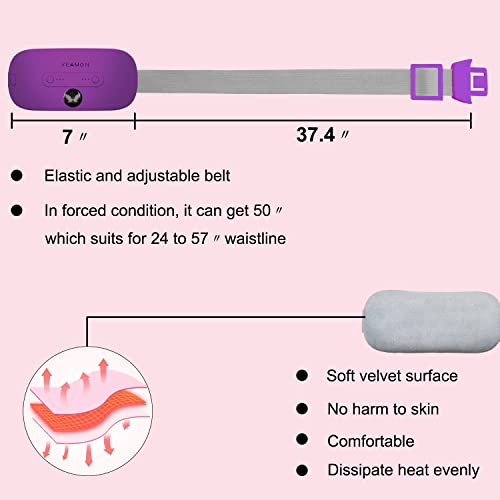 Image of Portable Cordless Heating Pad, Electric Waist Belt Device,Fast Heating Pad with 3 Heat Levels and 3 Vibration Massage Modes, Back or Belly Heating Pad for Women and Girl(Purple)