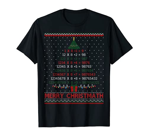 Merry Christmath Funny Math Geek - Suéter feo para árbol de Navidad Camiseta