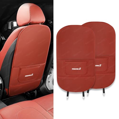 マツダ MAZDA2 車用シート裏防蹴りマット MAZDA2 DJ系 車用キックガード 後部座席保護マット 防水防汚 多機能収納ポケット付き 子供の蹴り防止 取り付け簡単 4色展開 汎用タイプ (レッド)